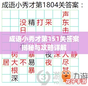 成语小秀才第151关答案揭秘与攻略详解