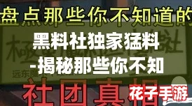 黑料社独家猛料-揭秘那些你不知道的真相，绝对让人震惊！