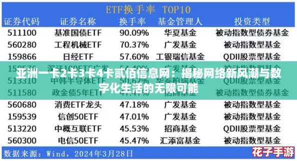 亚洲一卡2卡3卡4卡贰佰信息网:揭秘网络新风潮与数字化生活的无限可能 亚洲一卡2卡3卡4卡贰佰信息网:揭秘网络新风潮与数字化生活的无限可能