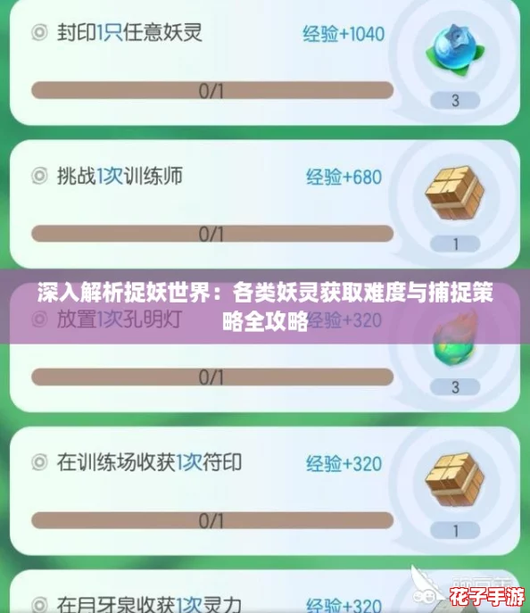 深入解析捉妖世界：各类妖灵获取难度与捕捉策略全攻略