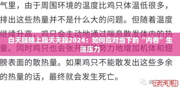 白天躁晚上躁天天躁2024：如何应对当下的“内卷”生活压力
