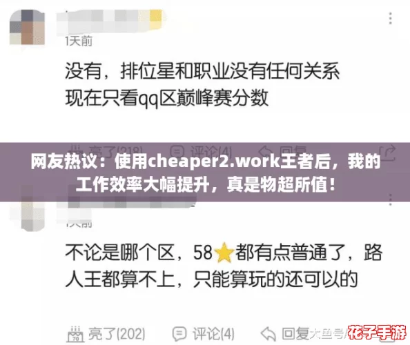 网友热议：使用cheaper2.work王者后，我的工作效率大幅提升，真是物超所值！