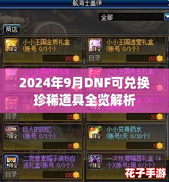 2024年9月DNF可兑换珍稀道具全览解析 2024年9月DNF可兑换珍稀道具全览解析