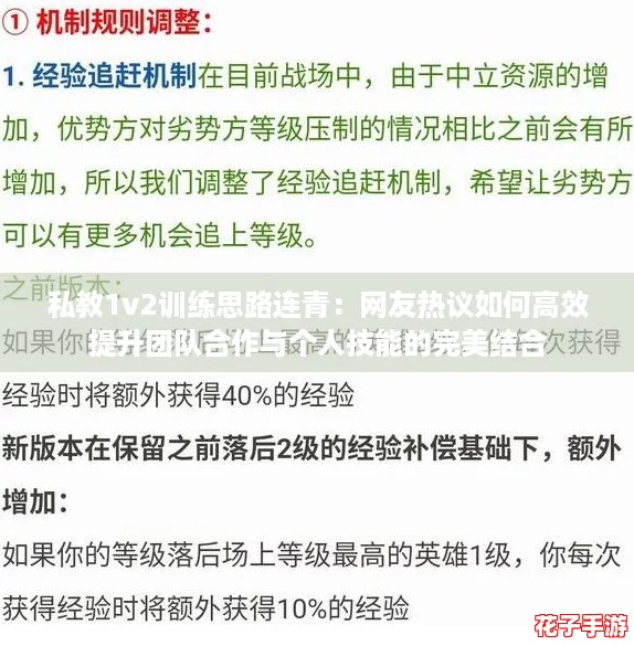 私教1v2训练思路连青：网友热议如何高效提升团队合作与个人技能的完美结合
