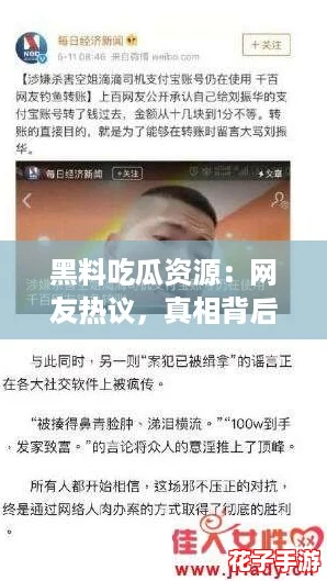 黑料吃瓜资源：网友热议，真相背后隐藏着哪些不为人知的故事？