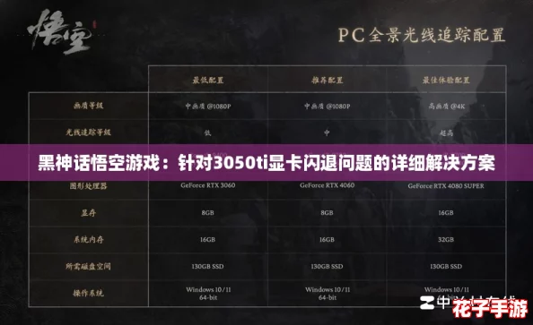 黑神话悟空游戏：针对3050ti显卡闪退问题的详细解决方案