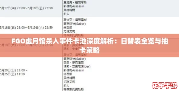 FGO虚月馆杀人事件卡池深度解析：日替表全览与抽卡策略