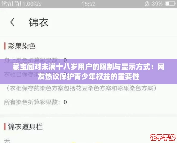 藏宝阁对未满十八岁用户的限制与显示方式：网友热议保护青少年权益的重要性