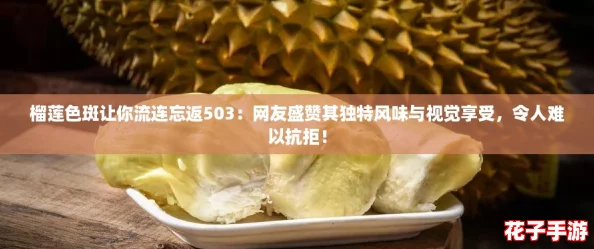 榴莲色斑让你流连忘返503：网友盛赞其独特风味与视觉享受，令人难以抗拒！