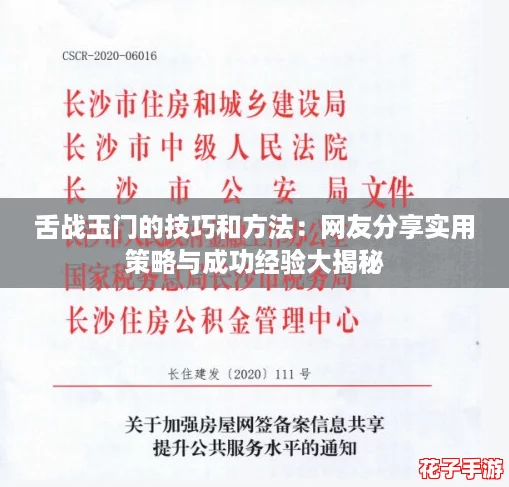 舌战玉门的技巧和方法：网友分享实用策略与成功经验大揭秘