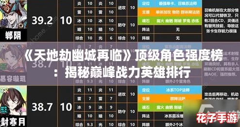 《天地劫幽城再临》顶级角色强度榜：揭秘巅峰战力英雄排行