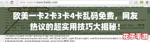 欧美一卡2卡3卡4卡乱码免费，网友热议的超实用技巧大揭秘！