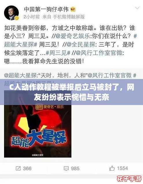 C人动作教程被举报后立马被封了，网友纷纷表示惋惜与无奈