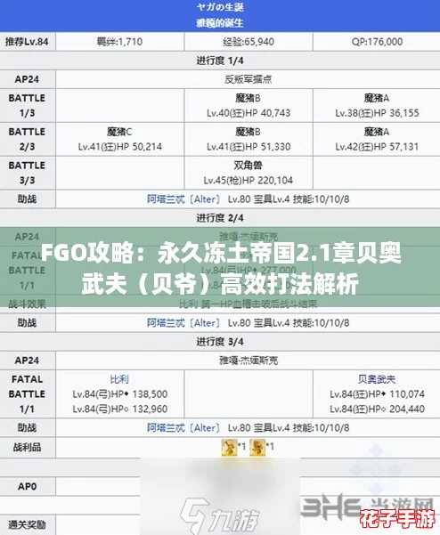 FGO攻略：永久冻土帝国2.1章贝奥武夫（贝爷）高效打法解析