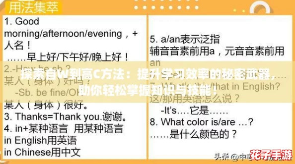 探索自W到高C方法：提升学习效率的秘密武器，助你轻松掌握知识与技能！