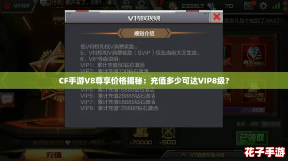 CF手游V8尊享价格揭秘：充值多少可达VIP8级？