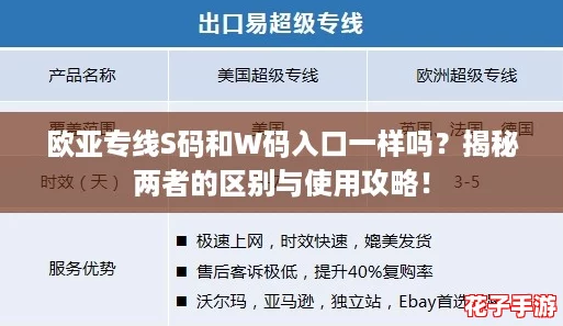 欧亚专线S码和W码入口一样吗？揭秘两者的区别与使用攻略！
