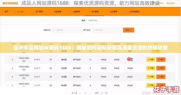 亚洲成品网站W源码1688：揭秘如何轻松获取高质量资源的终极攻略