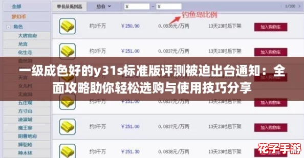 一级成色好的y31s标准版评测被迫出台通知：全面攻略助你轻松选购与使用技巧分享