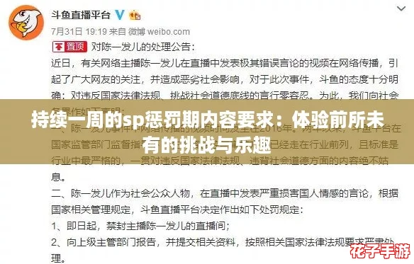 持续一周的sp惩罚期内容要求：体验前所未有的挑战与乐趣