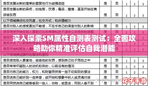 深入探索SM属性自测表测试：全面攻略助你精准评估自我潜能