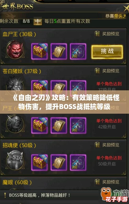 《自由之刃》攻略：有效策略降低怪物伤害，提升BOSS战抵抗等级