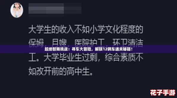 超绝智商挑战：寻车大冒险，解锁12辆车通关秘籍！