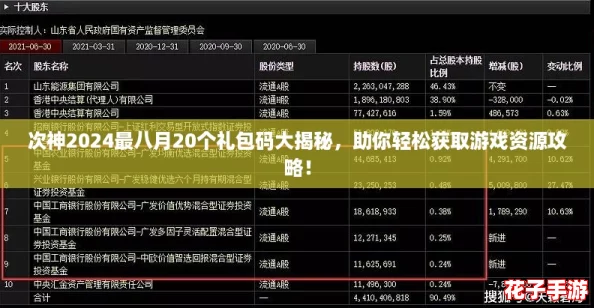 次神2024最八月20个礼包码大揭秘，助你轻松获取游戏资源攻略！