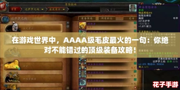 在游戏世界中，AAAA级毛皮最火的一句：你绝对不能错过的顶级装备攻略！