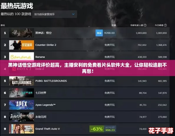 黑神话悟空游戏评价超高,主播安利的免费看片头软件大全,让你轻松追剧不再愁! 黑神话悟空游戏评价超高,主播安利的免费看片头软件大全,让你轻松追剧不再愁!
