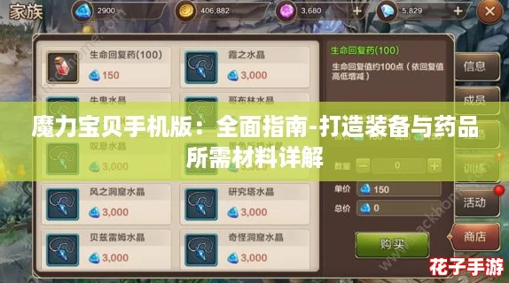 魔力宝贝手机版：全面指南-打造装备与药品所需材料详解