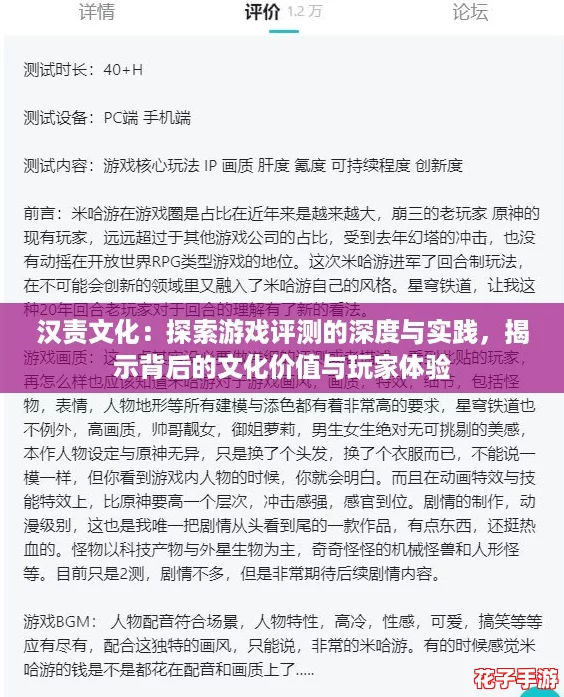 汉责文化：探索游戏评测的深度与实践，揭示背后的文化价值与玩家体验