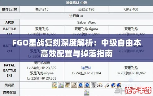 FGO星战复刻深度解析:中级自由本高效配置与掉落指南 FGO星战复刻深度解析:中级自由本高效配置与掉落指南