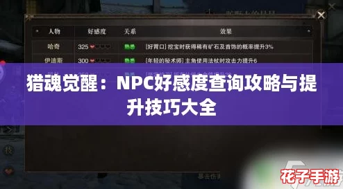 猎魂觉醒:NPC好感度查询攻略与提升技巧大全 猎魂觉醒:NPC好感度查询攻略与提升技巧大全