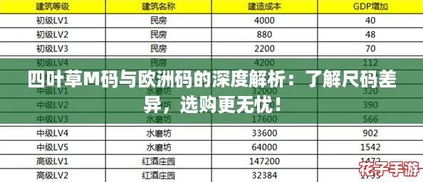 四叶草M码与欧洲码的深度解析：了解尺码差异，选购更无忧！