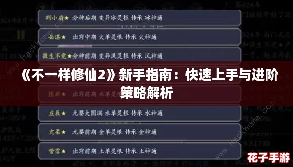 《不一样修仙2》新手指南：快速上手与进阶策略解析