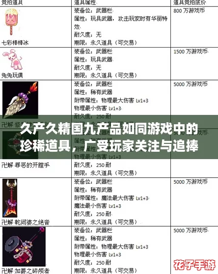 久产久精国九产品如同游戏中的珍稀道具，广受玩家关注与追捧！